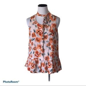 5/$30 🎈Joe‎ fresh womens small floral silk tie neck blouse